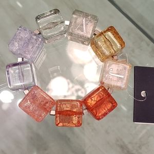 NWT - Armani Jeans acrylic clear multicolor cube bracelet